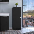 Kitchen Pantry 47" H, One Door Cabinet, Four Interior Shelves, Black ﻿,for Kitchen