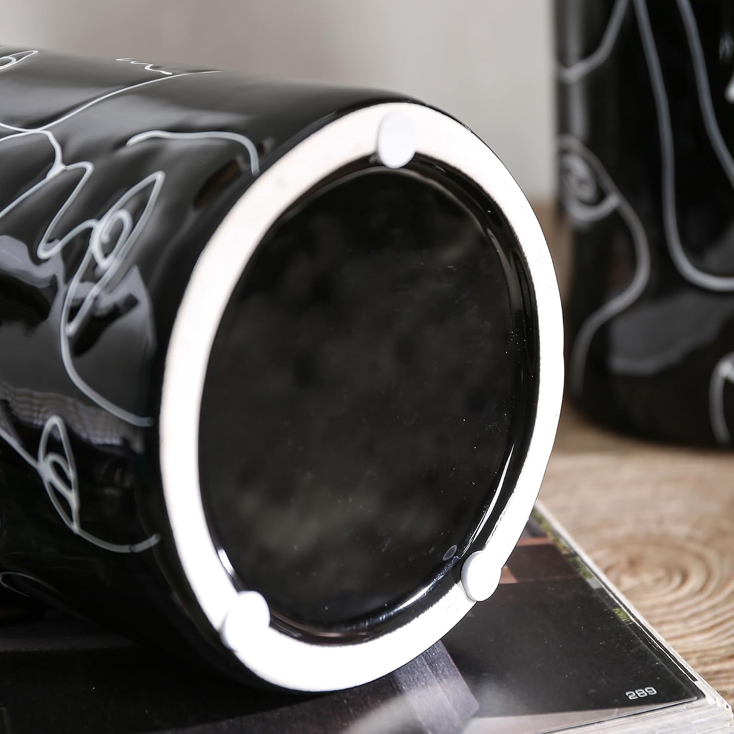 Kimdio Ceramic Vase Set, 2pcs Black Abstract Irregular Design Flower Vases, Modern Home Decor Living Room Decor Minimalist Decorative Vase for Pampas Grass
