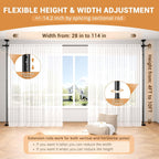Room Divider Curtain Rod, No Drilling Wall Divider for Room Separation, Adjustable 4-10ft(H) 28-114inch(W) Heavy Duty Temporary Wall Divider Floor to Ceiling Tension Rod,Black
