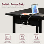 VECELO 7-Piece Dining Table Set, 63" Large Extendable Kitchen Table Set with USB Charging, Metal & Wood Support, Table with 6 PU Upholstered Stools, for 4-6, Small Space Saving Design, Black