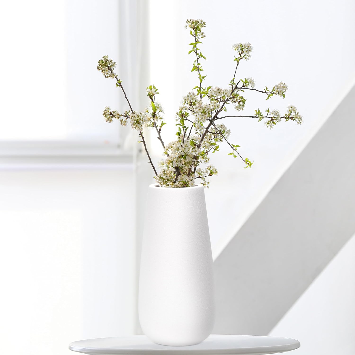 D'vine Dev 12 Inch Ivory Elegant Oval Ceramic Vase for Flowers, Home Décor Vase with Design Box, VS-LD-C-2