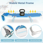 Folding Tanning Chair with Face Hole Set of 2, 3-Position Adjustable Patio Lounge Chair, Outdoor Sunbathing Chaise with Pillow, Portable Lightweight for Beach Pool Lawn Yard, Blue