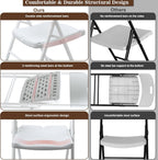 10 Pack Folding Chair, 600 lb Weight Capacity,Indoor/Outdoor Heavy Duty Foldable Chairs for Restaurants, Kitchens, Picnics, Races, Parties & Weddings. (10, White)