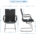 Yaheetech Faux Leather Office Reception Chair Without Wheels Mid Back Ergonomic Guest Chairs for Conference Reception Room Waiting Room, Set of 2 Black