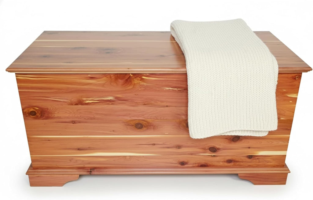 DutchCrafters Rustic Solid Wood Natural Wooden Cedar Chest, Aromatic Cedar Scent - Linen Blanket Storage Chest, Clothes Storage Trunk, End of Bed Storage Bench - Amish Made in USA (36" Width)