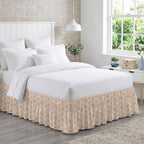 Vintage Boho Bed Skirt Cal King Size Bed Skirting 18 Inch Drop Adjustable Elastic Dust Ruffles Wrap Around Bedskirt Farmhouse Chic Traditional Floral Pattern Bedding Frame Cover for Cal King Size