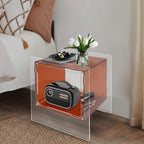 Acrylic End Table, 18.11" L X 15.75" W X 21.65" H Acrylic Night Stand, 22.05 Lbs Load-Bearing Capacity Coffee Table for Living Rooms, Bedrooms, Offices(Dark Brown)