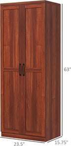 63" Tan Kitchen Pantry Cabinet - 5-Tier Storage, Adjustable Shelves, Farmhouse Style for Dining/Kitchen