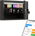 WeHere 30-Keys Key Lock Box, Key Cabinet with Key Management App (Track Key Borrow/Return), Security Key Holder Wall Mount Lockbox for Home, Garage, Car Key Storage for School, Small Office, Hotels