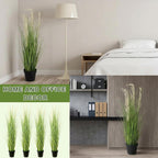 4 Pack 4 ft Tall Artificial Grass Plant Fake Pampas Grass in Pot Large Faux Floor Plants Potted Artificial Greenery for Indoor Outdoor Garden Home Bathroom Office Room Housewarming Wedding Decoration