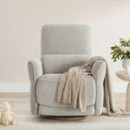 CHITA Power Nursery Rocking Chair, Swivel Glider Recliner Chair with Solid Wood Base, Bulit-in USB & Type-C Charging Ports for Living Room, FSC Certified, Taupe