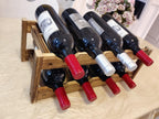 8-Bottle Wood Wine Rack - 2-Tier Countertop Wine Bottle Holder for Kitchen, Bar, Pantry, Dining Room | Small Freestanding Stackable Liquor Storage Organizer, Carbonized Pine