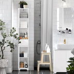 SoBuy Narrow Bathroom Storage Cabinet, Tall Slim Bathroom Organizers and Storage for Small Spaces, Freestanding Skinny Cabinet with Doors and Shelves for Tight Corners, White BZR109-W