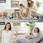400L Stuffed Animal Storage Bean Bag Chair Cover, Grey | Extra Large Triangular, Ultra Soft Premium Velvet, Washable Lazy Sofa Cover, No Filler, Storage for Kids Stuffed Toys