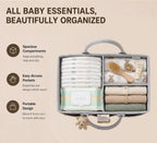 SHAROM Essential Baby Caddy for Newborns. Spacious, Sturdy & Portable Diaper and Nappy Caddy for Newborn Essentials, Nursery Storage Basket & Organiser for Baby Shower Gifts (Grey)