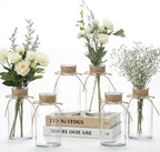 Mason Jar Glass Vases 6 Pack, Clear Wedding Centerpiece Vases | Rustic Farmhouse Style, Boho Decor, Bud Vase Design, Home Table Decoration, Party Decor, Vintage Display, Floral Arrangement
