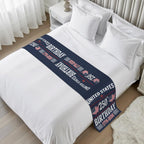 Navy Blue 4th of July Bed Runners for King Size Beds, Decorative Bed Throws for Foot of Beds, Luxury Bedding Protector Slipcover Independence Day Vintage Art Bedrunners & Scarves for Hotel, 102"x20"