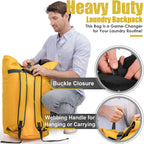 Backpack Laundry Bag, 115L Heavy Duty Extra Large College Laundry Backpack, Dirty Clothes Bag with Shoulder Straps, Laundry Hamper Bag with Drawstring Closure for College Dorm, Apartment Gold