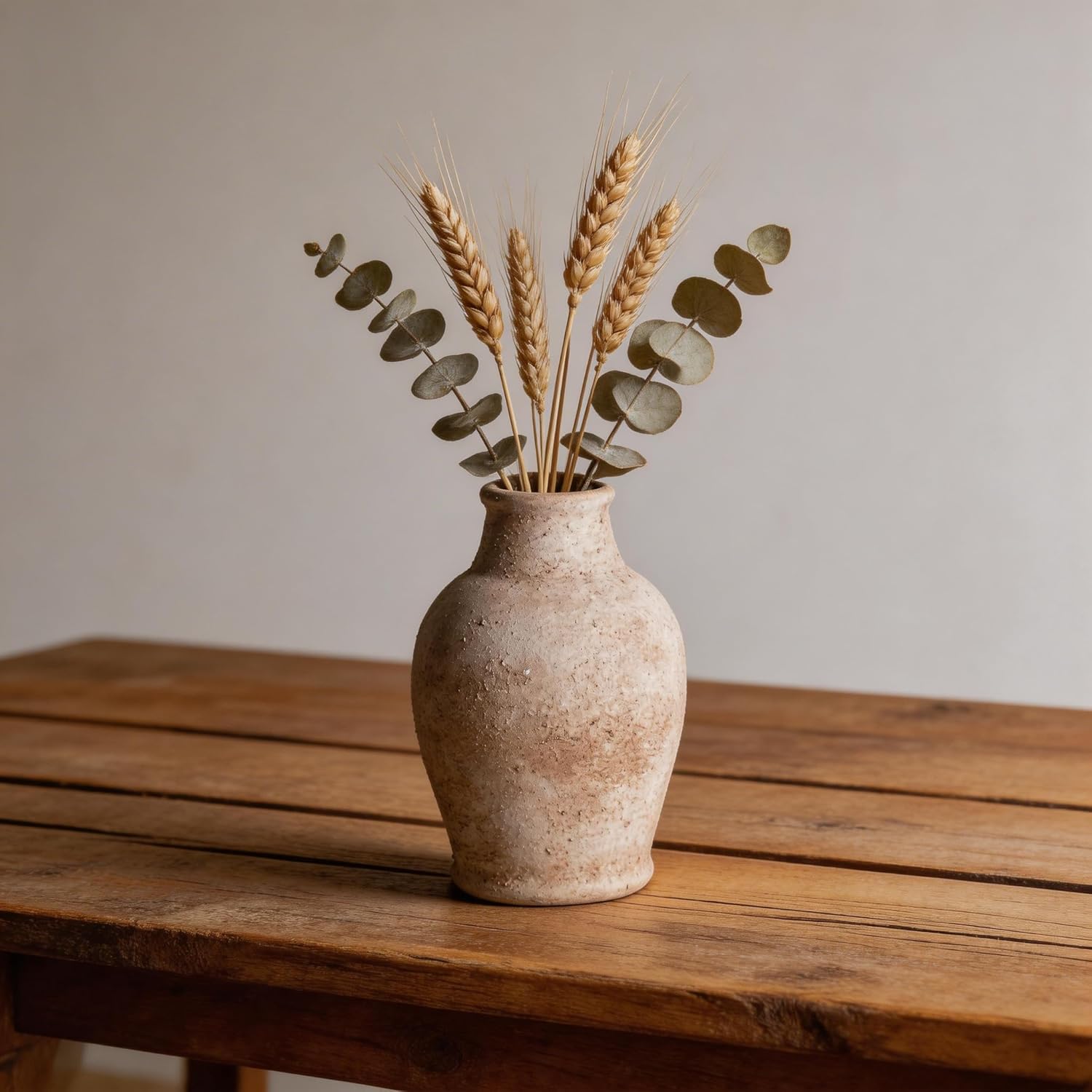 Ceramic Flower Vase 8.3（inc） Gray Rustic Farmhouse Decor Living Room Home Decor Bedroom Decorations for House Book Shelf Office Coffee Desk Dining Fireplace Floor vase