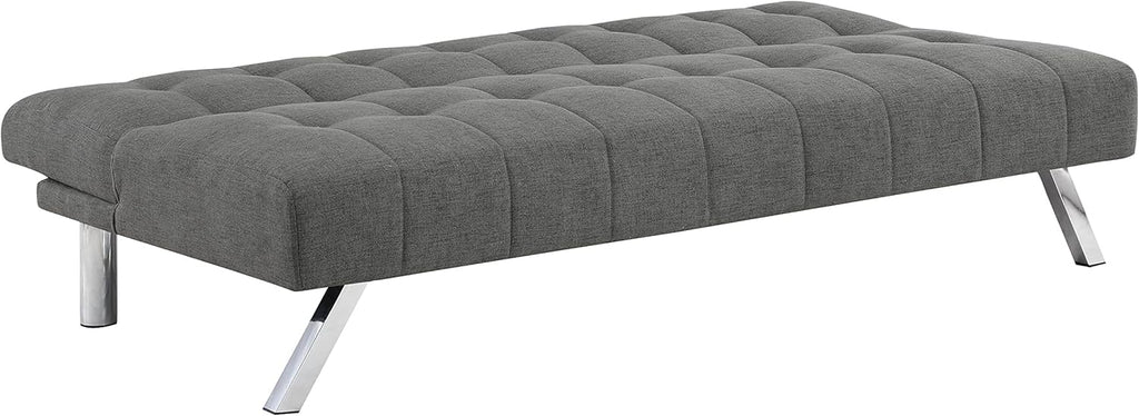 OSP Home Furnishings Sawyer Convertible Futon Sofa with Easy Lift and Stainless Steel Legs, Grey Fabric