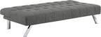 OSP Home Furnishings Sawyer Convertible Futon Sofa with Easy Lift and Stainless Steel Legs, Grey Fabric
