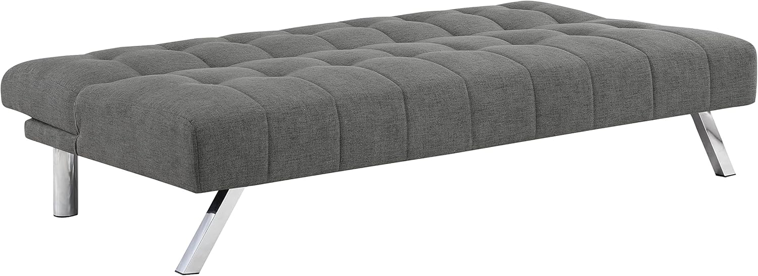 OSP Home Furnishings Sawyer Convertible Futon Sofa with Easy Lift and Stainless Steel Legs, Grey Fabric