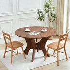Round Dinning Table for 2-4, Foldable Kitchen Dining Room Table 43.3 Inches Circle Walnut Finish Dinner Tables for Kitchen, Dining Room, Living Room