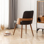 Dining Room Chairs,Mid Century Modern Kitchen Chairs,Upholstered Faux Leather Accent Chairs,Metal Legs Wooden Desk Chairs,Armless and No Wheels for Kitchen Dining Living Room,Black,1PCS