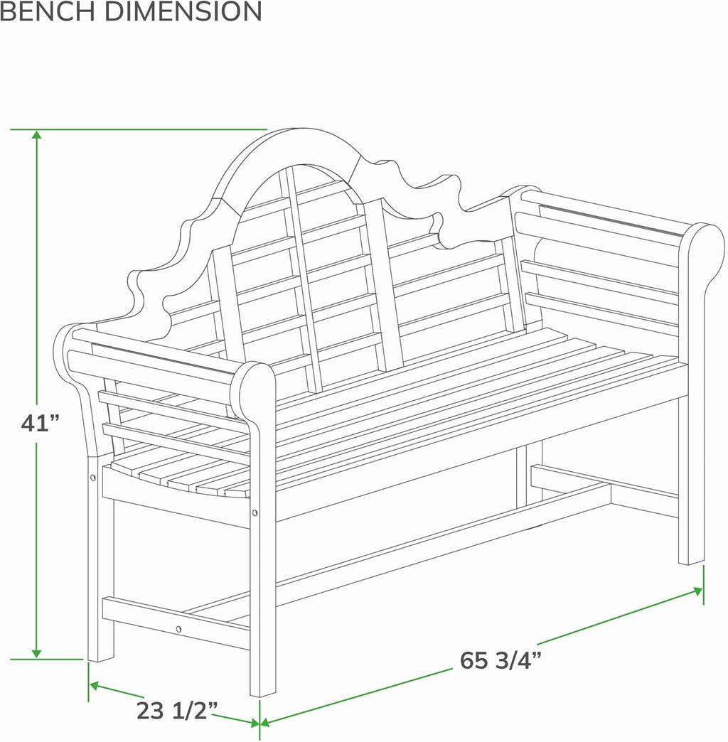 Cambridge Casual Lutyens Teak Wood Garden Bench 5-Foot, Outdoor Teak Bench, Wooden Outdoor Bench for Patio, Porch, Backyard, Lawn, Deck & Entryway
