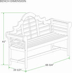 Cambridge Casual Lutyens Teak Wood Garden Bench 5-Foot, Outdoor Teak Bench, Wooden Outdoor Bench for Patio, Porch, Backyard, Lawn, Deck & Entryway