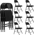 6 Pack Folding Chairs Metal Chairs Set with Padded Seats and Back, Padded Folding Chair for Home Office Wedding Party, Indoor and Outdoor Events, Set of 6 (Black-Fabric, 6 Pack)