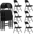 6 Pack Folding Chairs Metal Chairs Set with Padded Seats and Back, Padded Folding Chair for Home Office Wedding Party, Indoor and Outdoor Events, Set of 6 (Black-Fabric, 6 Pack)