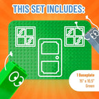 Strictly Briks Building Brick Baseplate for Building Toy Projects, Large Toy Building Sets - Compatible with Major Block Brands - 15 x 10.5 in, Green (Pack of 2)