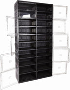 10 Tiers 40 Pairs Collapsible Shoe Rack Organizer with Doors Large Plastic Folding Shoe Cabinet for Closet Entryway Living Room