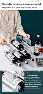 Transparent Wine Rack Stackable Bottle Holder for Refrigerator Beverage Storage and Organization at Home (3 Link)