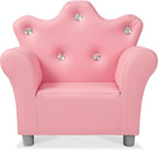 Melissa & Doug Pink Faux Leather Child’s Crown-Back Armchair (Kid’s Furniture) Princess Chair for Toddlers, Children's Furniture, Pink Chair for Kids