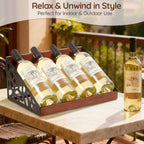 4-Bottle Rustic Countertop Wine Rack, Freestanding Wooden Tabletop Wine Bottle Holder for Cabinet, Pantry, Table, Kitchen