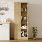 Housoul 71" Tall Pantry Cabinet with 4 Doors, Kitchen Pantry Storage Cabinet, Freestanding Larder Cupboard, Utility Kitchen Hutch with Gold Handles for Dining Room, Bathroom, Natural
