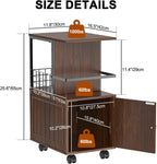 Narrow End Table with Storage Cabinet, Small Side Table with Open Storage Areas, Slim Sofa Side Table for Living Room, Nightstand for Small Spaces, Walnut