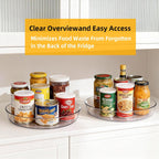 2 Pack Lazy Susan 10 inch Turntable for Spice Organization | Clear BPA-Free Plastic Rotating Organizer for Kitchen Cabinet, Pantry, Countertop, Fridge | 360-Degree Rotating Base