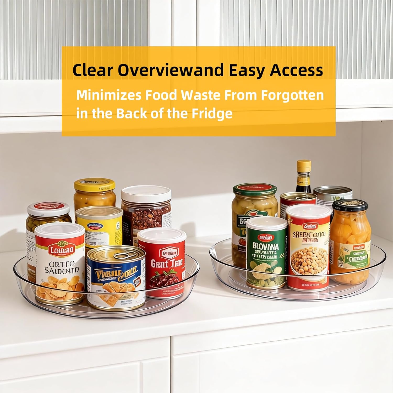 2 Pack Lazy Susan 10 inch Turntable for Spice Organization | Clear BPA-Free Plastic Rotating Organizer for Kitchen Cabinet, Pantry, Countertop, Fridge | 360-Degree Rotating Base