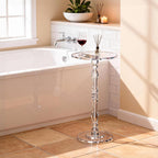 Acrylic Side Table, Classic Roman Column Pedestal End Table for Living Room, Bedroom,Balcony，Easy Assembly (Clear, Large)