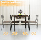 GOFLAME 3-Piece Dining Table Set for 2, Wooden Rectangular Kitchen Table and 2 Chairs with Storage Rack and Metal Frame, Space-Saving Dinette Set for Dining Room, Apartment, Small Space, Rustic Brown