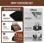 Nuovoware Coffee Syrup Rack, 3-Tier, Black | Hold 15 Bottles, Coffee Syrup Organizer with Side Handles, Countertop Storage with Iron Frame, Wooden Base