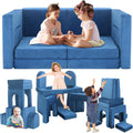 12pcs Modular Kids Play Couch,Kids Couch Building Fort Toddler Modular Sectional Sofa,DIY Creativing Convertible Foam Play Couch for Playroom Bedroom Furniture(Dark Blue,12PACK)