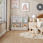 HOOBRO Kids Bookshelf, Bookcase Footboard, Toy Storage Cubby, Children's Toy Shelf, 35.4" L Storage Cabinet, Fit for Children's Room, Playroom, Hallway, Kindergarten, White WT32CW01