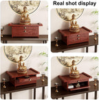 Personal Shrine Desk, Solid Bamboo Buddha Altar Cabinet with Storage, Prayer Meditation Table for Living Room, Bedroom, Office(15.7 * 11.8 * 7.5in)