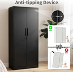 Metal Storage Cabinet with 2 Doors and 4 Shelves, 72" H Metal Cabinet with Lock, Steel Locking File Cabinet, Lockable Storage Cabinet, Tool Cabinet for Home, Office,Garage, School, Black
