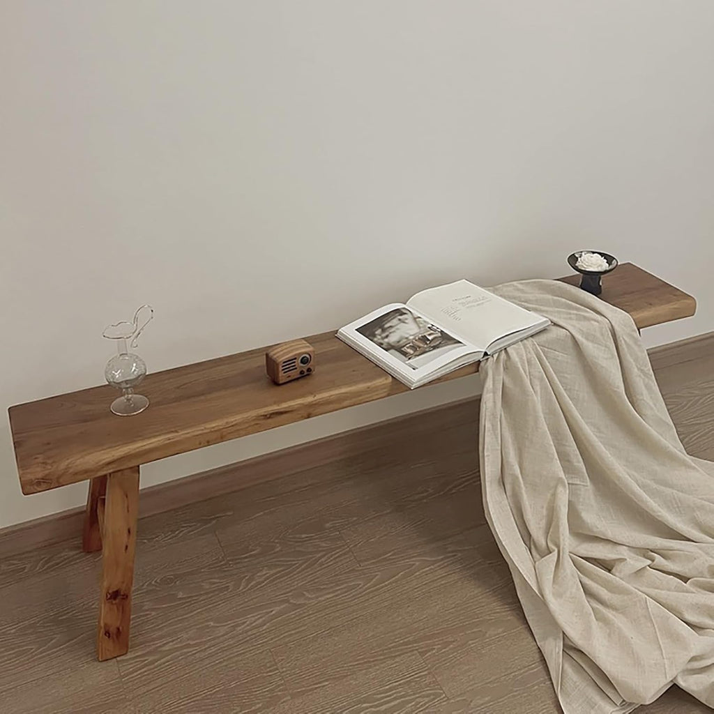 32” Farmhouse Wooden Living Room Dining Indoor Multifunctional Elm Benches Wood Kitchen Entryway Solid Wood Bench for Hallway 80cm