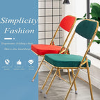 Folding Conference Chair with Faux Leather Cushion Backrest Comfortable and Durable Red Plating(Black Plating)